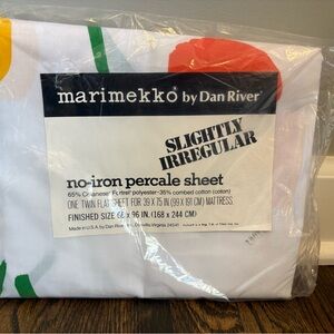 Marimekko by Dan River Vintage Twin Flat Sheet Seven Flowers Bright Colors New